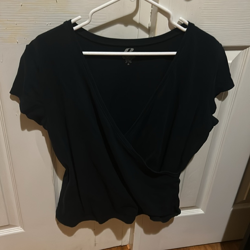 Prospirit Yoga Women’s Black Deep V-Neck Short-Sleeve Shirt XL